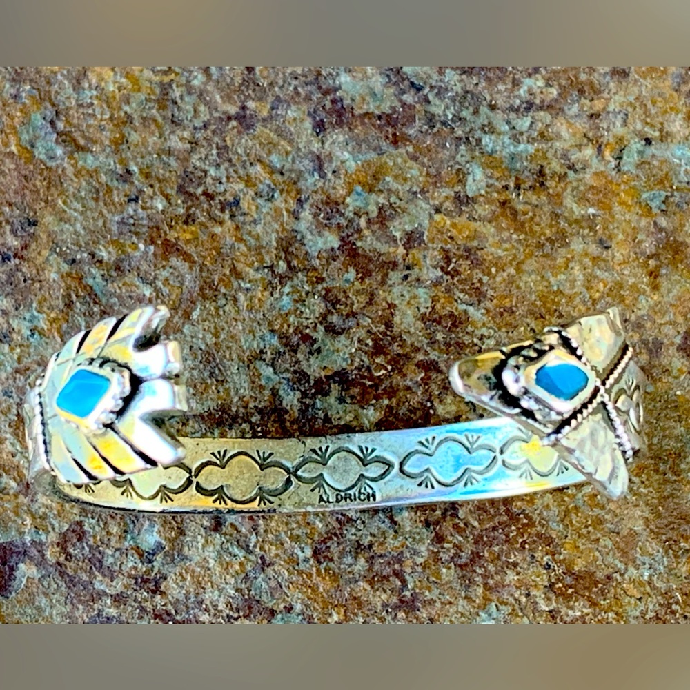 Aldrich Art Sterling Silver & Turquoise Arrow Cuff Bracelet